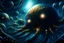 Placeholder: View into an event horizon in space with many enormous strange tentacled whale-like creatures with many huge faceted eyes and mouths, flying around