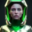 Placeholder: Pretty irish woman, rounded face, green, silver, hoodie, feathers, retro, latex, leather, soft color, highly detailed, art stations, concept art, smooth, unreal engine 5, god rays, ray tracing, RTX, lumen lighting, ultra detail, volumetric lighting, 3d, finely drawn, high definition, high resolution, neon background.