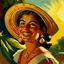 Placeholder: mexican woman smiling turning around looking into camera neoclassism painting sun frieda kalho