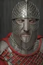 Placeholder: Red draconato cleric using chain mail face open