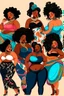 Placeholder: Create a celebration of beauty and confidence with an illustration or image showcasing black curvy women, each adorned with a unique and beautiful hairstyle. Emphasize diversity, style, and individuality. Key Elements: Body Positivity: Emphasize the natural curves and beauty of black women's bodies. Capture a range of body types to promote inclusivity and diversity. Hairstyles: Design a variety of beautiful and stylish hairstyles that reflect individual personalities. Include elements such a