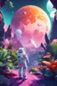 Placeholder: (((close midshot))), (((low poly art:2))), (astronaut), ultra detailed illustration of an environment on a dangerous:1.2 exotic planet with plants and wild (animals:1.5), (vast open world), astroneer inspired, highest quality, no lines, no outlines candid photography. by Lekrot