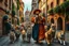 Placeholder: "The Cat Pied Piper of Hamelin, dressed in flowing, colorful Renaissance garments, playing a magical flute, followed by a majestic parade of cats in all sizes and colors, walking in perfect harmony along old cobblestone streets, Renaissance buildings with ivy, curious townsfolk leaning out of balconies with astonished faces, golden-hour lighting, high fantasy, highly detailed, 8K, hyper-realistic, magical realism --v 7 --ar 21:9 --style raw --q 2"