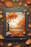 Placeholder: squared landscape with leaf fall, flying leaves, logo