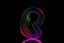 Placeholder: black background, outlines of a holographic question mark drawn from thin neon-coloured glowing lines