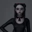 Placeholder: Jenna ortega with wednesday addams black dress,soft goth libstick, wednesday addams make up, dramatic lighting, highly detailed, volumetric lighting, unreal engine, 8k