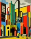 Placeholder: A clockwork factory painted by Stuart Davis