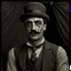 Placeholder: 1920s crazy male circus performer portrait grimdark realistic