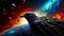 Placeholder: Crow in a space an the background of planets,