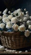 Placeholder: Bosch nightmares paining style Title:a basket full of colourful white roses , 8k artistic photography, photorealistic concept art, soft natural volumetric cinematic perfect light, chiaroscuro, award-winning photograph, masterpiece, oil on canvas, Raphael, Caravaggio, Greg Rutkowski, people, beksinski, Giger