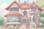 Placeholder: Cute cartoon luxurious house cross-section anime