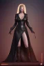 Placeholder: Kim Basinger in black leather gown, evil,energetic, villain, busty, cleavage, curvy, angry, happy, stern look. character design by cory loftis, fenghua zhong, ryohei hase, ismail inceoglu and ruan jia. unreal engine 5, artistic lighting, highly detailed, photorealistic, fantasy