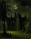 Placeholder: A black dark palace with a moon painted by George Inness