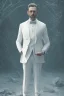 Placeholder: 8K, a Highly detailed stunning portrait of Dom man with a kneeling woman, white suit, beard, and short hair, bad boy