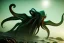 Placeholder: Cthulhu rising, dark, ocean, mist