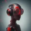 Placeholder: A beautiful portrait of a cyborg bird red color scheme, high key lighting, volumetric light high details psychedelic background