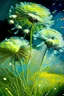 Placeholder: dandelions, painted in oil, ultrasharp, with a splash of colors