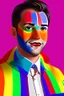 Placeholder: Portrait by a gay politician in his 30s he has pride colors painted in his face