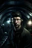 Placeholder: A portrait of a young german doctor stationed inside of a submarine. Make the background a room in the submarine. Realistic grimdark