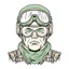 Placeholder: Avatar of a war torned soldier wearing a half ski mask and aviator glasses