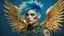 Placeholder: beautiful Punk woman Angel 30 years old, military clothing, mystical, bright colors, creative hairstyle, tattoo, piercing, photorealistic image, military, camouflage clothing, gold, blue, fine rendering, high detail, 8K