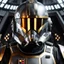 Placeholder: star wars bald male corellian pilot wearing dark gunmetal grey and black First Order special forces TIE pilot armored flightsuit and helmet with gold trim inside the jedi temple, centered head and shoulders portrait, hyperdetailed, dynamic lighting, hyperdetailed background, 8k resolution, volumetric lighting, light skin, fully symmetric details