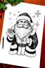 Placeholder: coloring page of a Christmas drawing, A4, white background, black and white, magical style, dreamy, detailed drawing, christmas santa