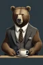 Placeholder: A Hidden bear wearing a business suit drinking coffee