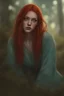 Placeholder: Red haired women portrait, Cottagecore aesthetic, with red straight hair, pale skin, toned legs, (hazel-turquoise eyes), long eyelashes, (naturally soft skin, defined high cheek bones), face details, magic, digital painting, digital illustration, extreme detail, digital art, 4k, ultra hd, hyperrealism, trending on artstation, vintage photography, tumblr aesthetic, DnD fantasy, hd photography, hyperrealism, [light freckles]. White dress with details. Full lips. Her hair is straight without waves