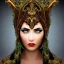 Placeholder: dark fantasy character face intricate headgear ultra sharp illustration digital cgi with forest background