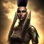 Placeholder: fantasy setting, woman, dark-skinned, middle-east, mohawk haircut