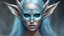 Placeholder: urban fantasy, woman, elf, skull mask, light-blue skin color