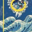 Placeholder: An astronaut floating in space surrounded by a halo of glowing jellyfish, done in the style of Hokusai's The Great Wave off Kanagawa