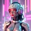 Placeholder: a retro-futuristic feminine android, space age, dystopia, stylised, digital art, 3d render