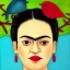 Placeholder: Portrait of field with birds Frida Kahlo style