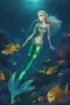 Placeholder: hybrid elf +Mermaid Diver, Weightless Swim, Bioluminescent Sea, Transparent Skin