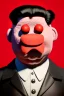 Placeholder: Waist up muppet Portrait, Kim Jong-un muppet doll, black suit, photo studio, red background, unreal engine 5, concept art, art station, god lights, ray tracing, RTX, lumen lighting, ultra detail, volumetric lighting, 3d.