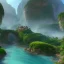 Placeholder: A verdant canyon bustling with life