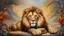 Placeholder: oil painting, lion, majestic, festive, divine, beautiful composition, exquisite detail