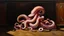 Placeholder: An oil painting in the baroque tradition of tentacles appearing in a darkened room, with dramatic lighting casting shadows that enhance their form, against a backdrop of antique furniture.