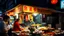 Placeholder: Delicious Chinese street food in Kuala Lumpur at night, eating stalls, seafood, eclectic mix of oriental food, award-winning colour photograph, beautiful composition, exquisite detail, Nikon 35mm