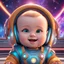 Placeholder: (masterpiece, best quality, 8k, RAW photo, beautiful and aesthetic:1.2), complex detail, Indirect light, photorealistic, (((full body))), Cosmic Boss Baby style smiling, Long clear curvy hair, colorfull Sci-Fi environment