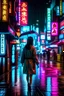 Placeholder: No girl in tokyo rainy night with neon lights