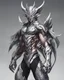 Placeholder: Logo silver skinned anime Dragman cyberpunk with dragon mask in his eyes full body