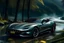 Placeholder: Ferrari Lusso Gt cyberpunk, Beautiful gal, mountain, river, trees calm ambience..