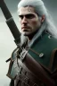 Placeholder: Henry cavil face, yellow eyes, long white hair, wearing The witcher 3, realistic, 4k, intricate, best quality, fog particles, fire particles, octane render, vray, sword fire