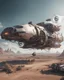 Placeholder: Futuristic gadget shuttle flying transport vehicle made with engine parts and wires dysoptia cyberage HAWKEN postapocalyptic dysoptia scene photorealistic uhd 8k VRAY highly detailed HDR