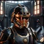 Placeholder: star wars bald male corellian pilot wearing pearlescent black and gunmetal grey First Order special forces heavy assault stealth commando armor and helmet with gold trim inside the jedi temple, hyperdetailed, dynamic lighting, hyperdetailed background, 8k resolution, volumetric lighting, light skin, fully symmetric details