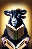 Placeholder: black sheep reads a book, 8k quality