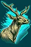 Placeholder: masterpiece, best quality, Siberian deer, simple logo background, in the style of japanese manga, duotone, professional quality panting, ultra detailed, joyful lightning, multiple colors with some shades, half body shot